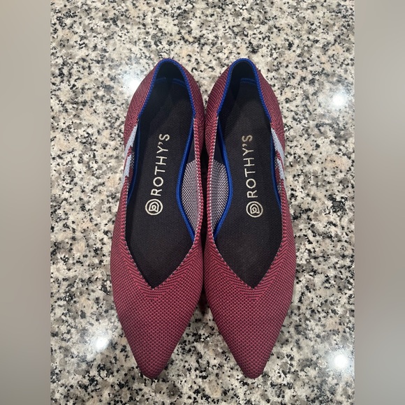 EUC, Rothy’s, Retired Magenta Racing Stripes, Point Toe Flats, Women’s Size 8 🤍 - Picture 8 of 10